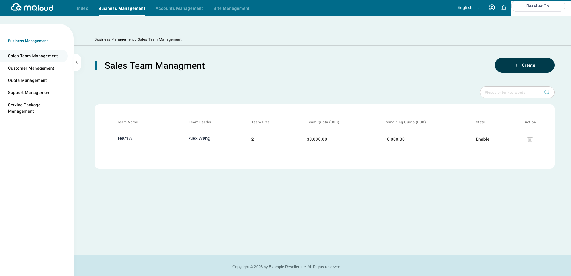 Sales team design, real interface